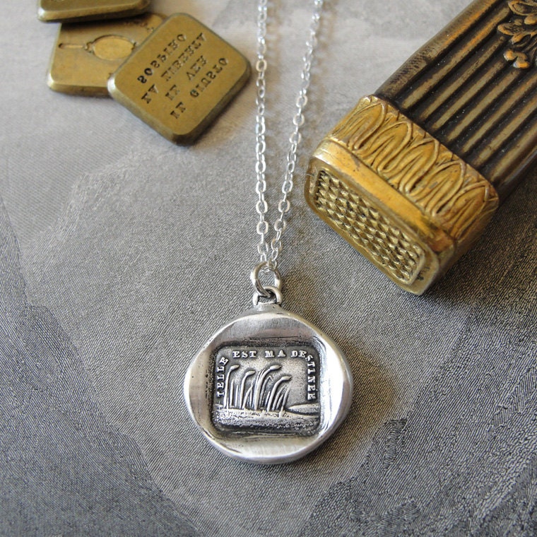 This Is My Destiny - wax seal necklace - sea oats inspirational antique wax seal jewelry in fine silver