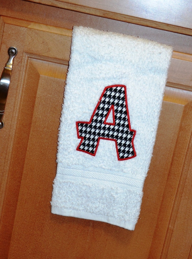 SALE - Houndstooth Embroidered Kitchen Towel