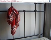 SALE Bright Red Scarf with Kitschy Design
