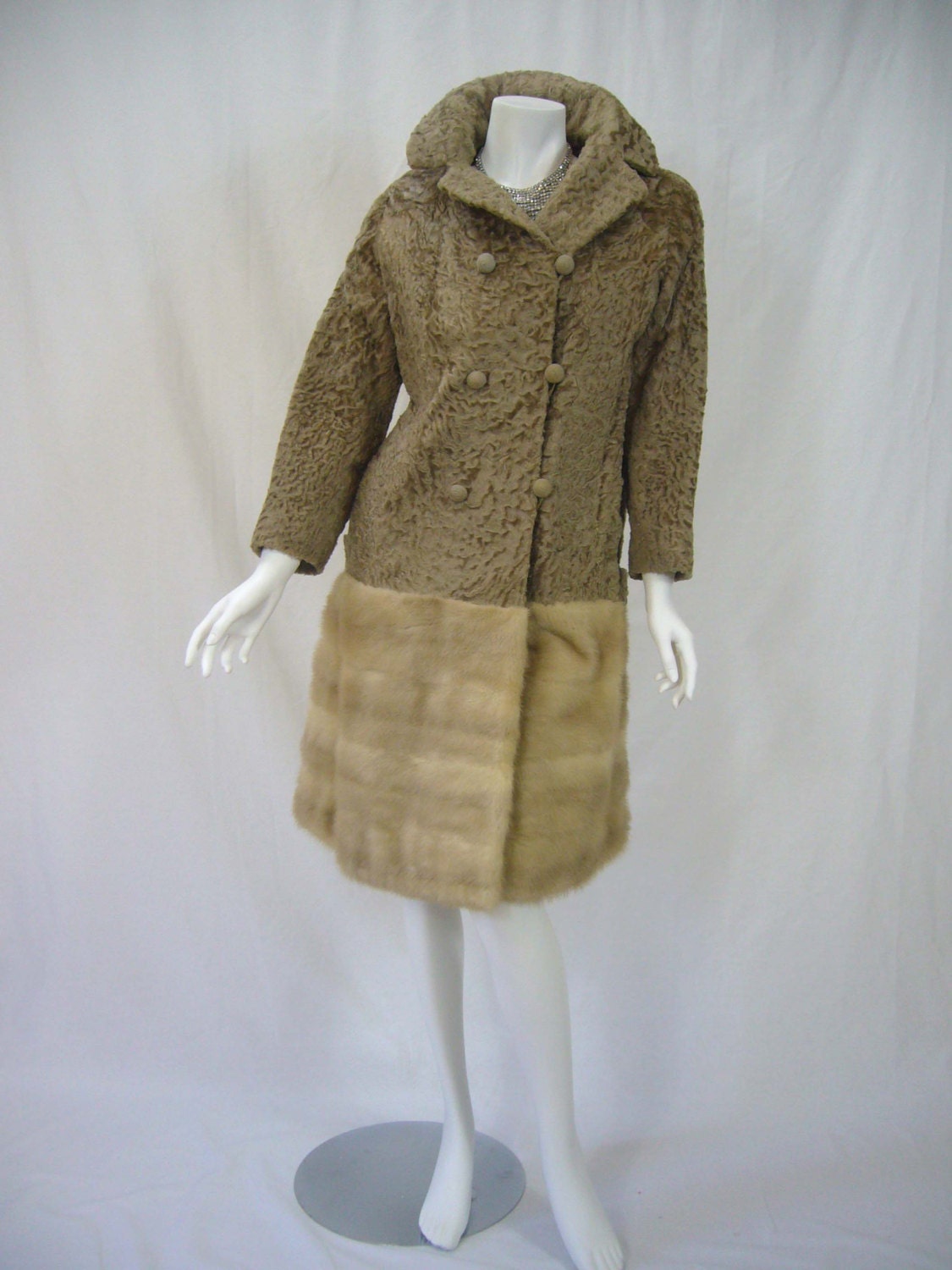 Hige End GLAMOUR 1920s Champagne Fur Coat Jacket - Mink Gorgeous Lining Flapper Style 1950s Bombshell