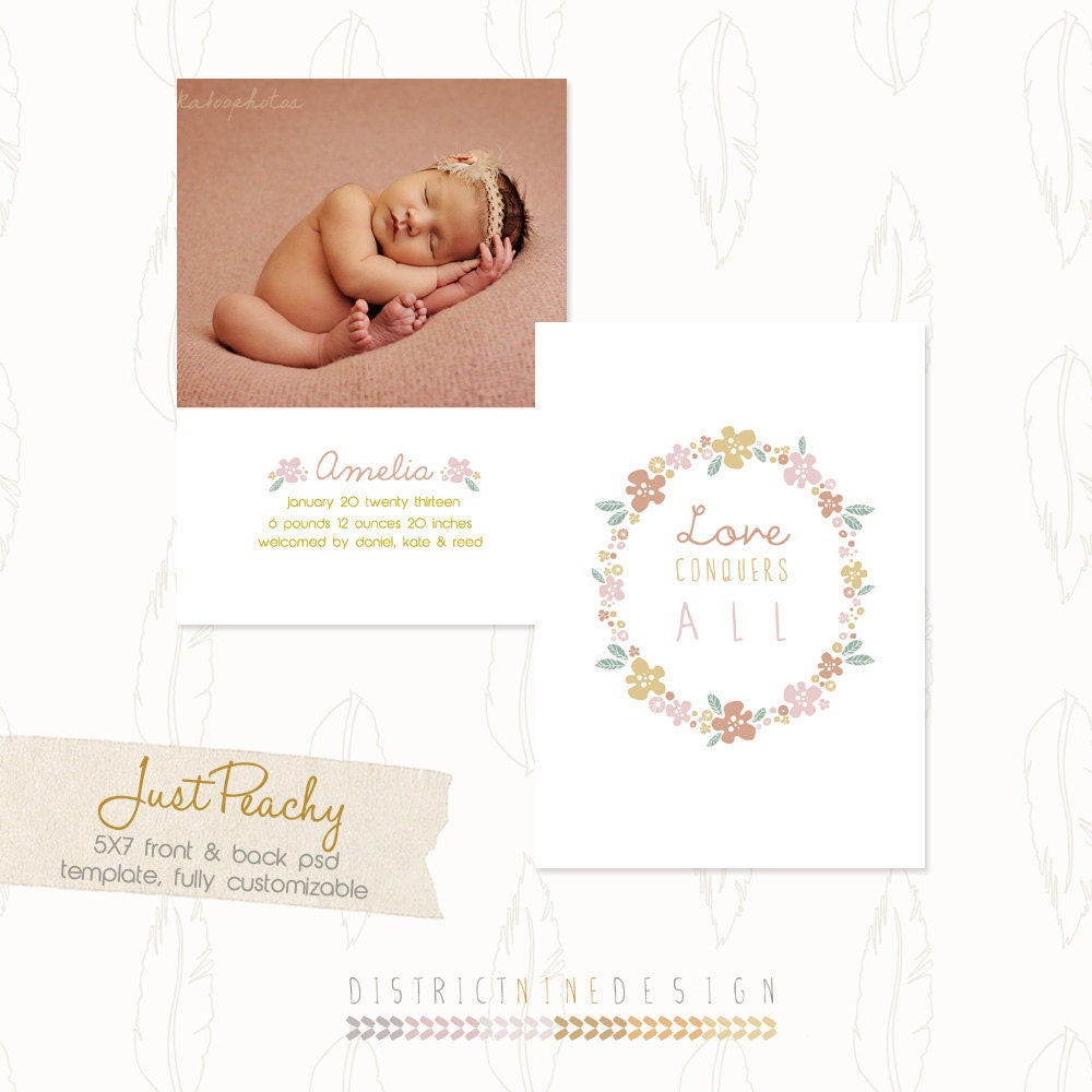 Custom Photo Birth Announcement Template "Just Peachy Vol. 2"