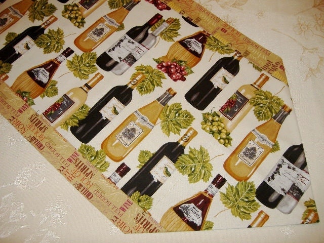Table Runner Wine Bottles Vino Wine Lovers Happy Hour