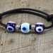 Big Slim Bracelet - Leather handmade glass Evil Eye Beads