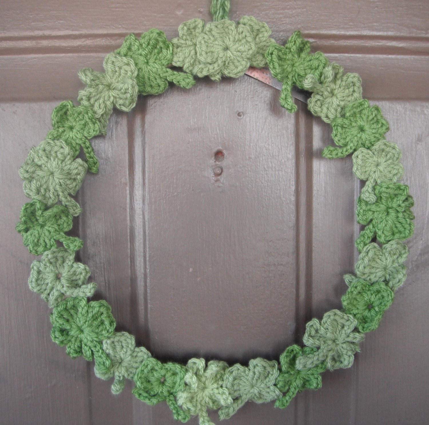 Shamrock Wreath - Made to Order - 4-Leaf Clovers - Crochet St. Patrick's Day Wreath - Nursery Decor - Made to Order - OOAK