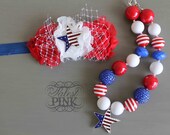 4th July Star Necklace & Headband set