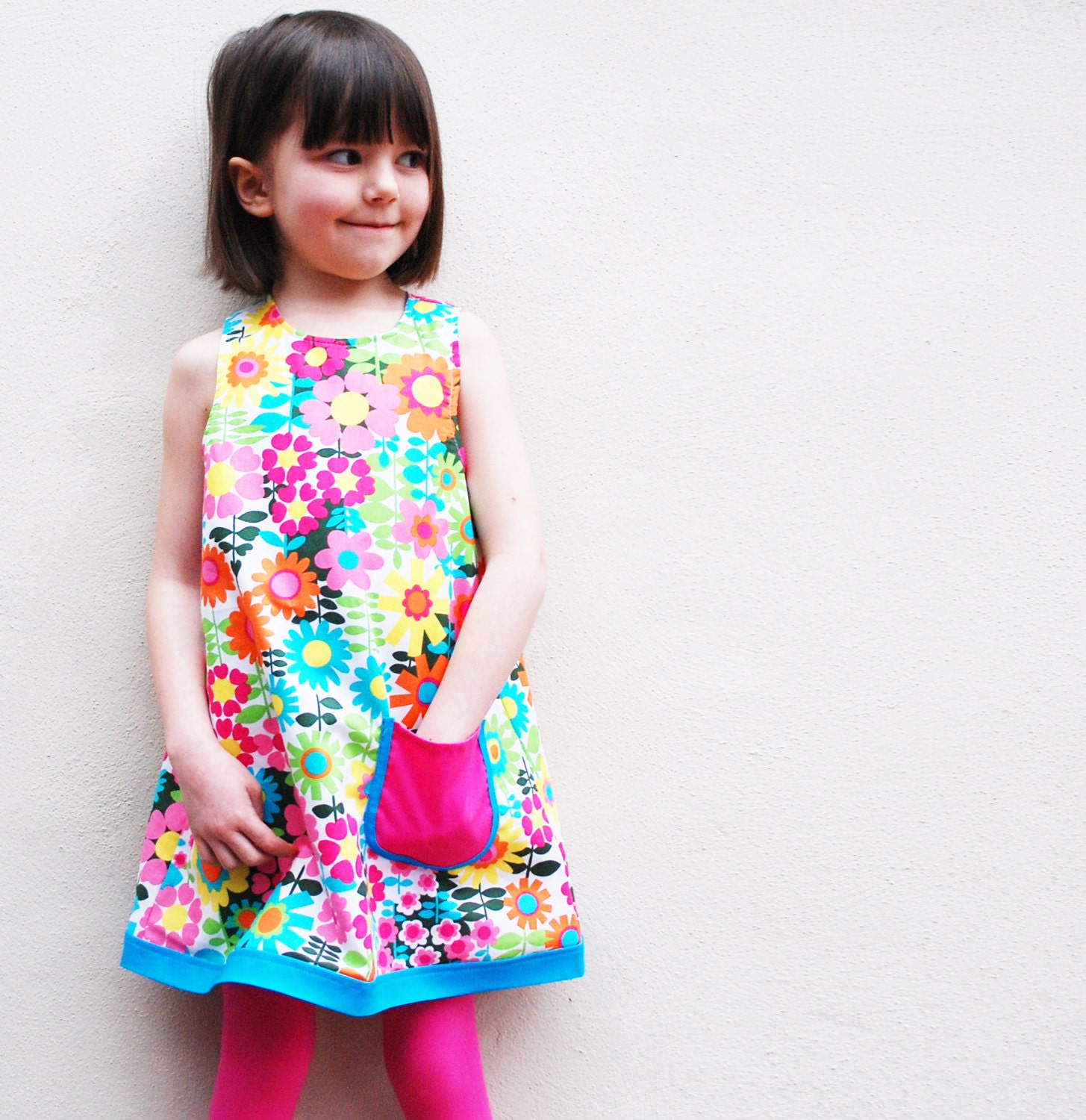 Girls Summer floral 60's dress