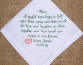 Woman's Personalized Wedding Bridal Handkerchiefs from the Bride to the Mother of the Bride
