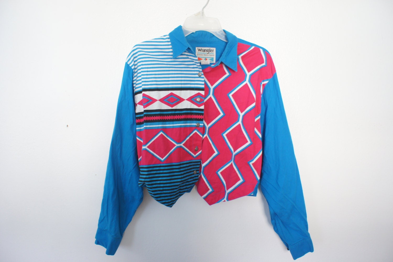 Southwestern Crop Top Button Down Shirt Navajo Womens Large