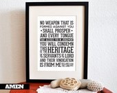 Isaiah 54:17. No weapon. 8x10. PDF. DIY Printable Christian Scripture Poster. Bible Verse.