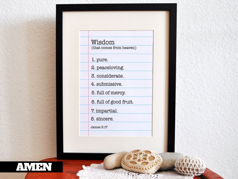 James 3:17. Wisdom is. 8x10. DIY. Printable Christian Poster. PDF. Bible Verse.