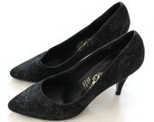 Vintage 1980s Etam Suedette Star Print Stilettoes Size 5.5 UK, 8 US, EU 38.5