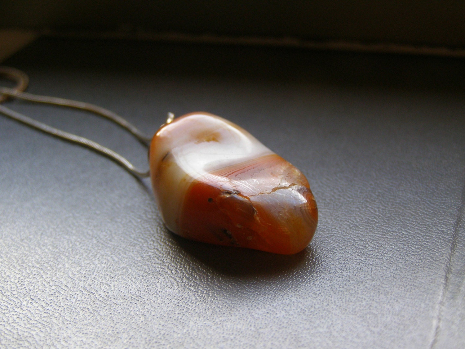 Orange Gemstone Pendant Necklace, 925 Silver Chain, Moonstone Pendant Necklace, Natural Crystal Pendant, Gift for girlfriend, gift for wife