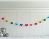 Rainbow felt heart garland - nursery decor - you choose your colours - LullabyMobiles