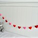 Felt heart banner/ garland/ bunting - Orange, Red, Pink - birthday decor - bedroom decor - custom made