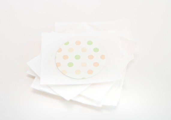 Mint & Peach Polka Dot Gift Wrap Stickers Envelope Seals