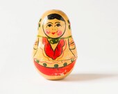 Soviet vintage Matryoshka nesting doll simple hand painting shabby Matryoshka