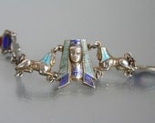 Art Deco Egyptian Revival Necklace Enamel Sterling 925 Silver
