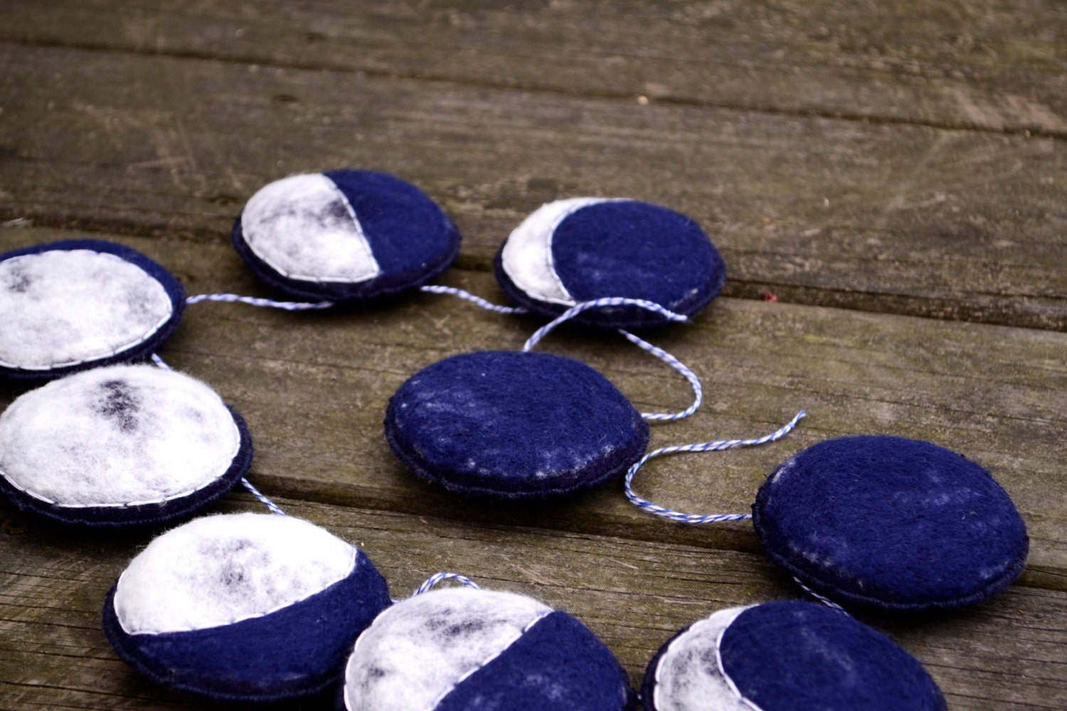 Handmade Felt Garland. The Phases of the Moon. Needlefelted Home Decor by AlyParrott on Etsy. Made to Order.