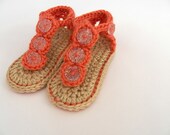 CROCHET SANDALS - Coral 6-12 months