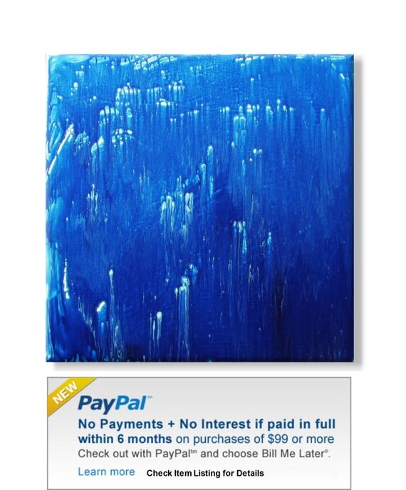 Fluid Blues Abstract. Original Handpainted Acrylic Painting. Size 24 x 24