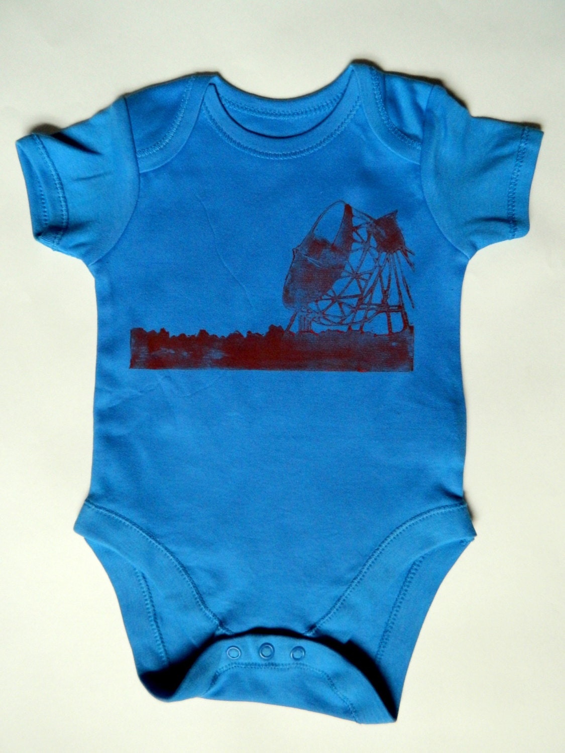 Blue Science Bodysuit.  Baby Toddler Onesie.  Radio Telescope Geek Baby