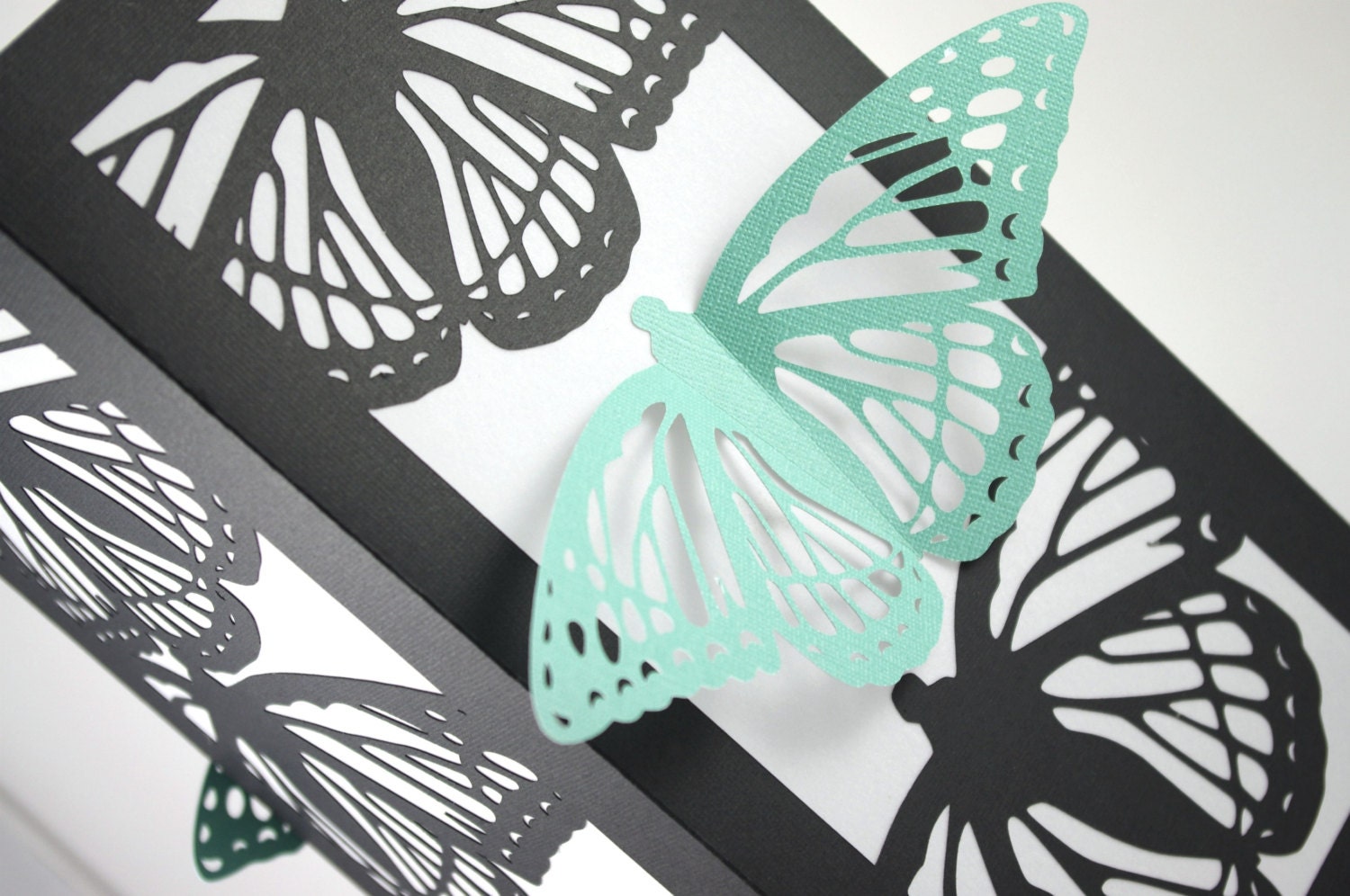12" Cut Paper Luminaries - Black White Butterfly Wedding Centerpiece Decorations - Paper Lantern
