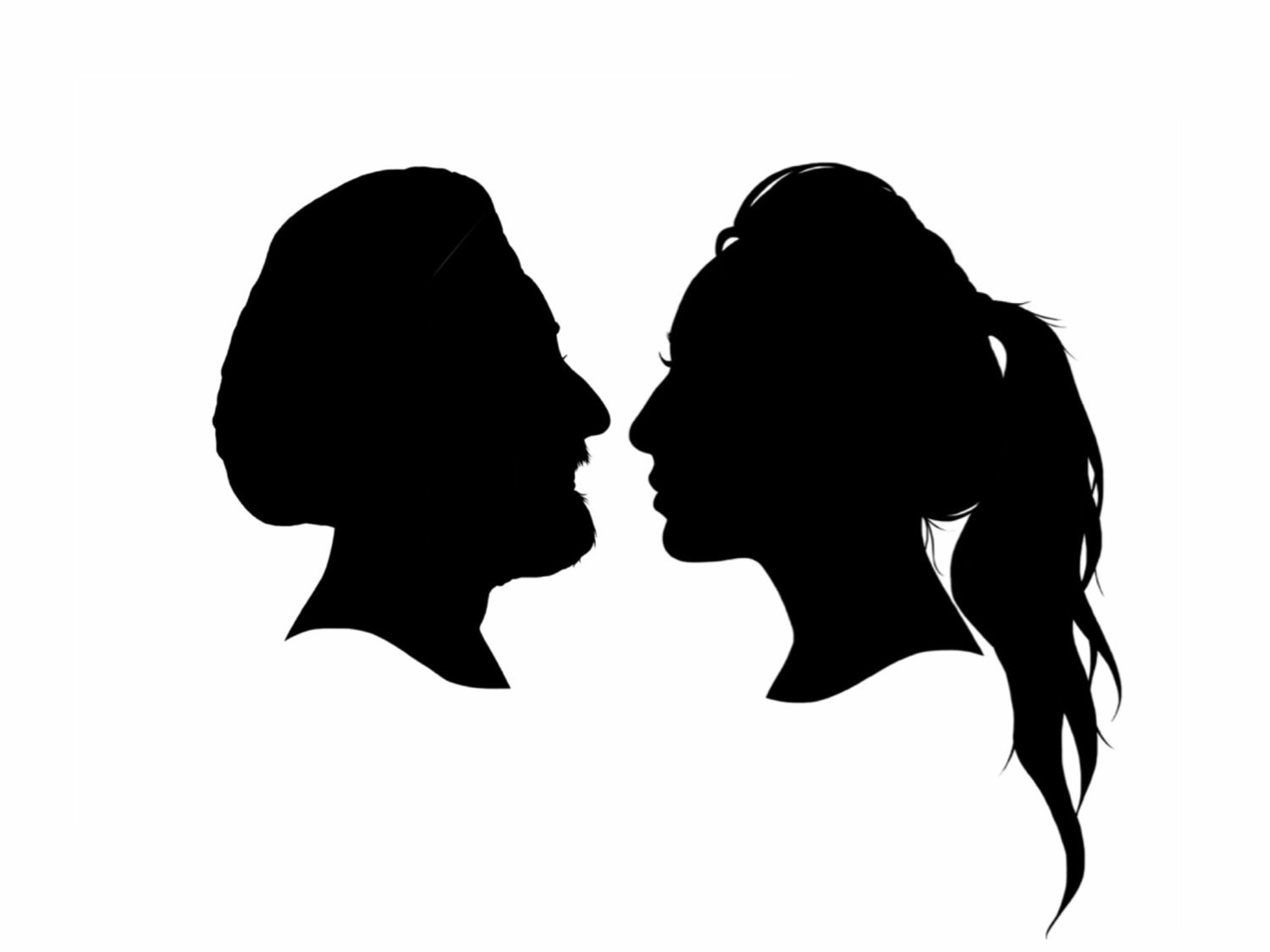 2 Custom Silhouettes - Hand Drawn - Digital Files Only - Baby Kids Children Pet