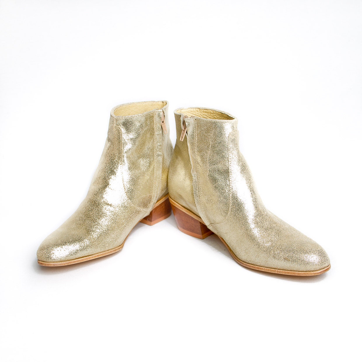 golden glitter beatle boots  - FREE SHIPPING