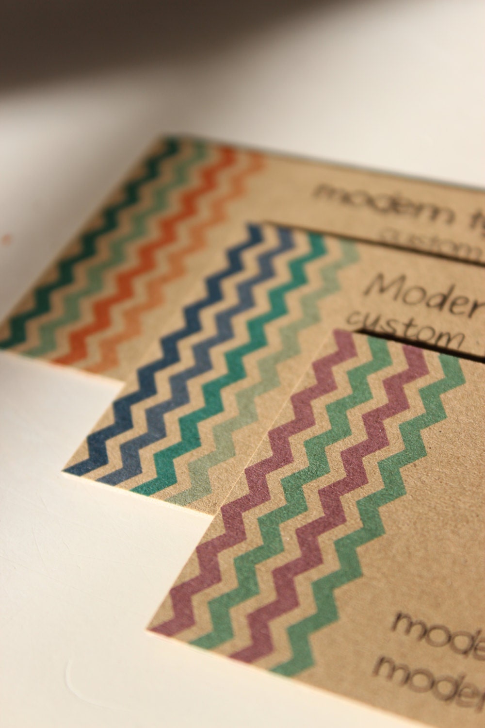 Kraft Business Cards Spring 2013 Pantone Modern Colors Chevron - Set of 100 Il_570xn