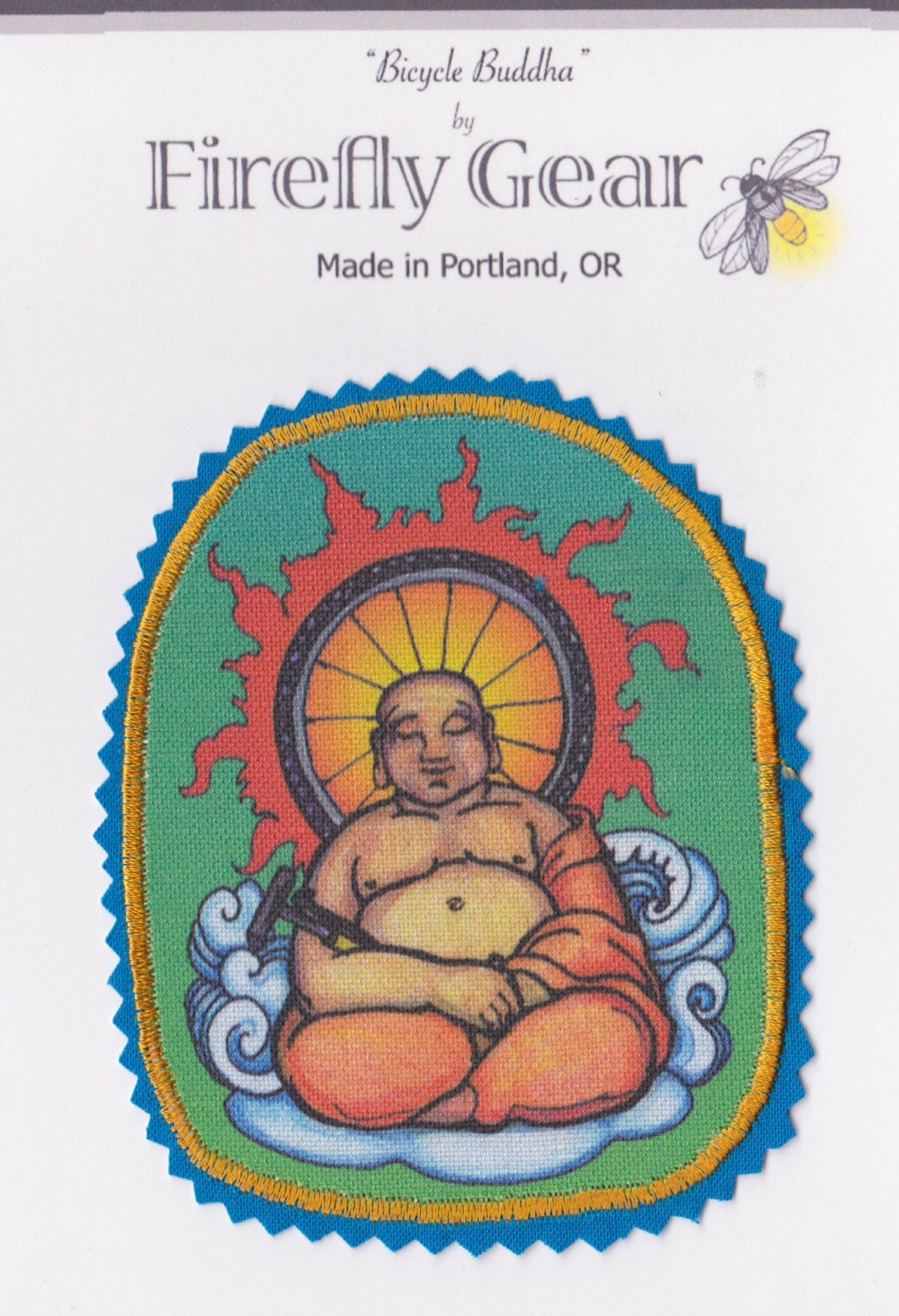 Large Happy Buddha Bike Iron On Patch