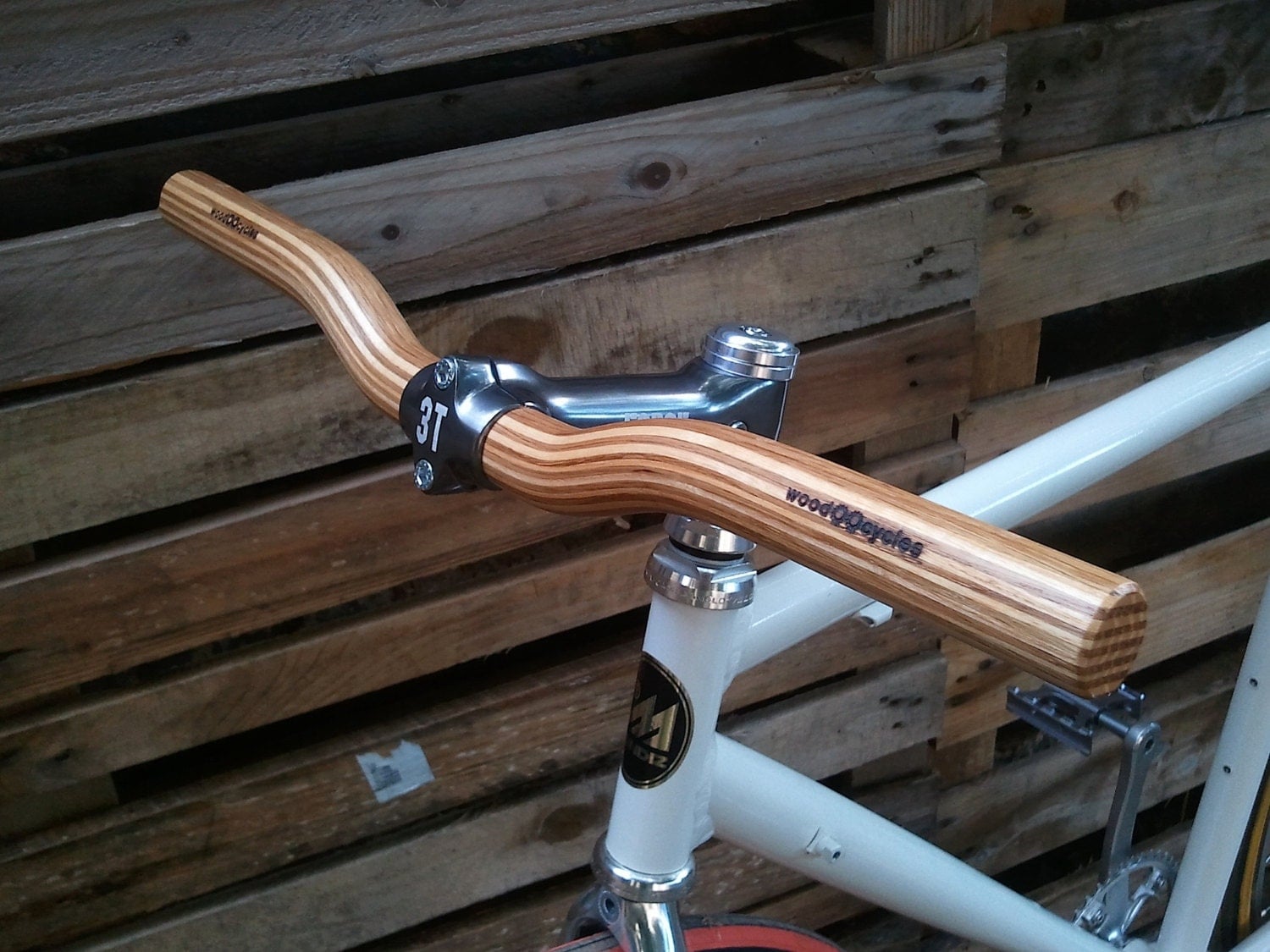 wooden riser bicycle handlebar by WoodOOcycles on Etsy