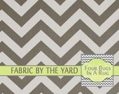 Chevron Fabric By The Yard - Grey and White Chevron Zig Zag Pattern Home Decor Fabric