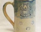 Stoneware 16oz fat cat coffee mug 16B076