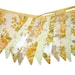 Vintage Retro Yellow Autumn/Fall Winter Lemon Mustard Lace Floral Flag Bunting. Shabby Chic Party Decoration. Wall hanging Pennant OOAK