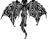 Large Leather Tattoo: Dragon patch custom pyrography