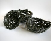 Black Nesting Ceramic fruit bowls set. Handmade, one-of-a-kind home decor.