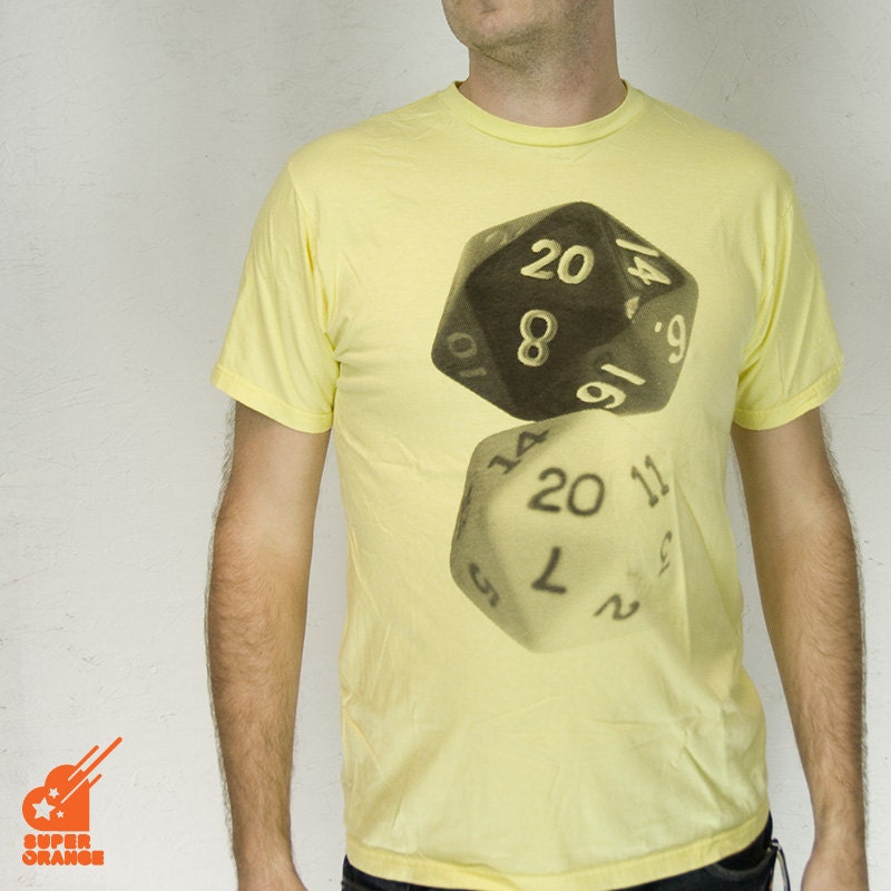 D20 gamer dice tshirt - critcal hit natural 20s - YELLOW
