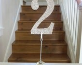 4 Inch Glass Glitter Table Numbers 1-10