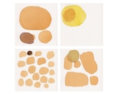 CELLS, 4 original watercolour paintings and ink drawings on paper, 6x6 inches, 15x15 cm, natural colors
