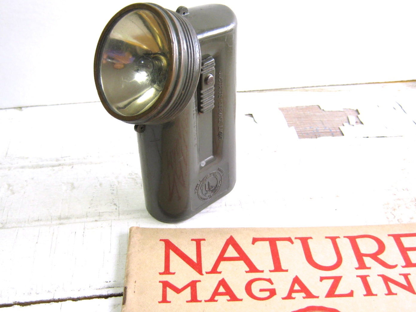 Vintage Flashlight Dept. of the Interior Bureau of Mines  Army Air Force Military Explosion Proof Justrite Service Light Methane Air Mixture
