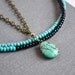 Turquoise Multi Strand Bead Necklace, Turquoise Summer Beach Necklace, Tribal Blue Stone Necklace, Blue and Black Seed Beads