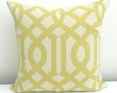 Yellow and ivory imperial trellis decorative throw pillow