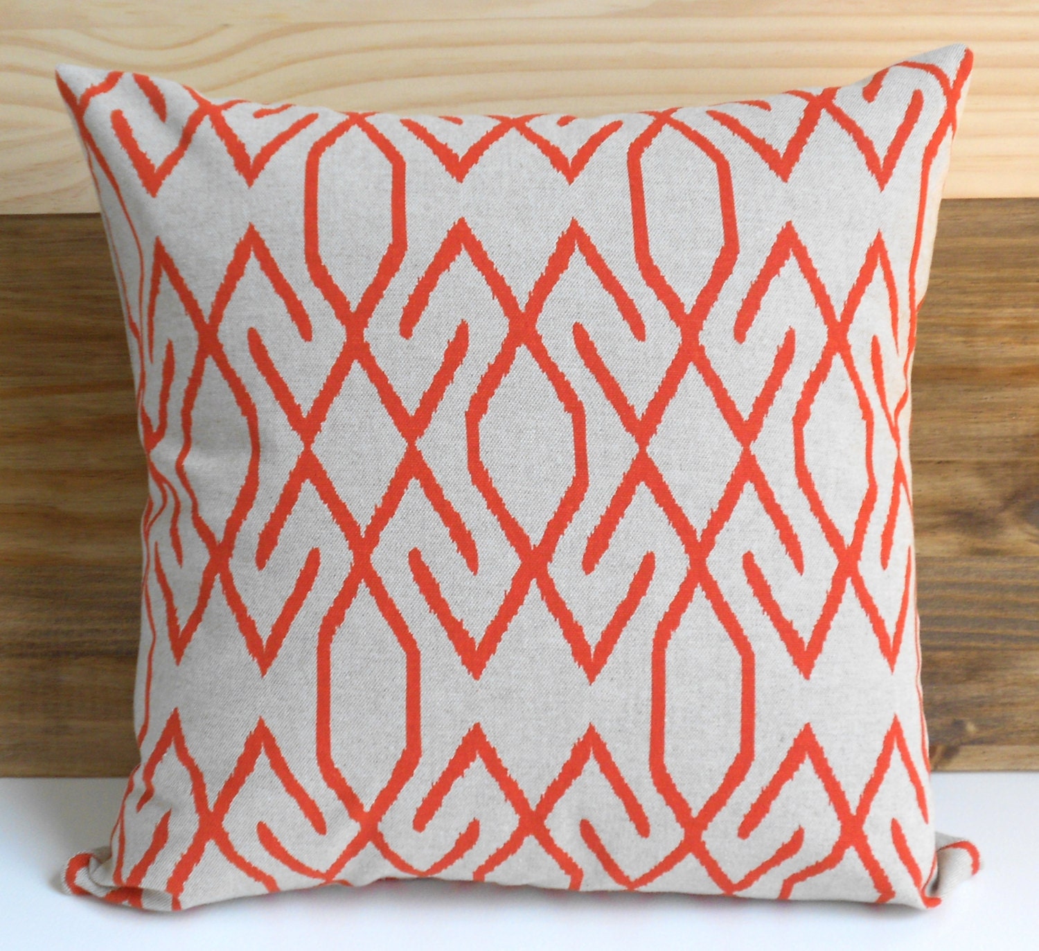 Red geometric ikat decorative pillow cover by pillowflightpdx