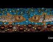 MADE TO ORDER- Two Fishies Bead Embroidered Cuff bracelet