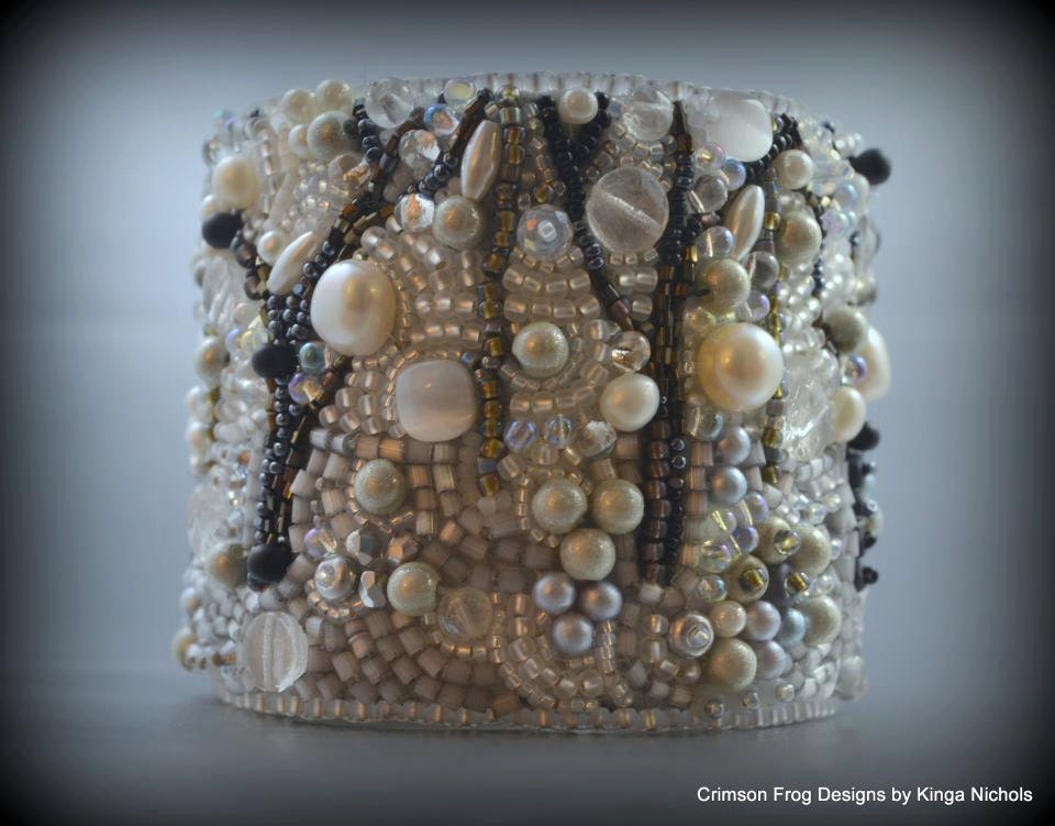 Winter Solitude Bead Embroidery Cuff - Bead Embroidered MADE TO ORDER