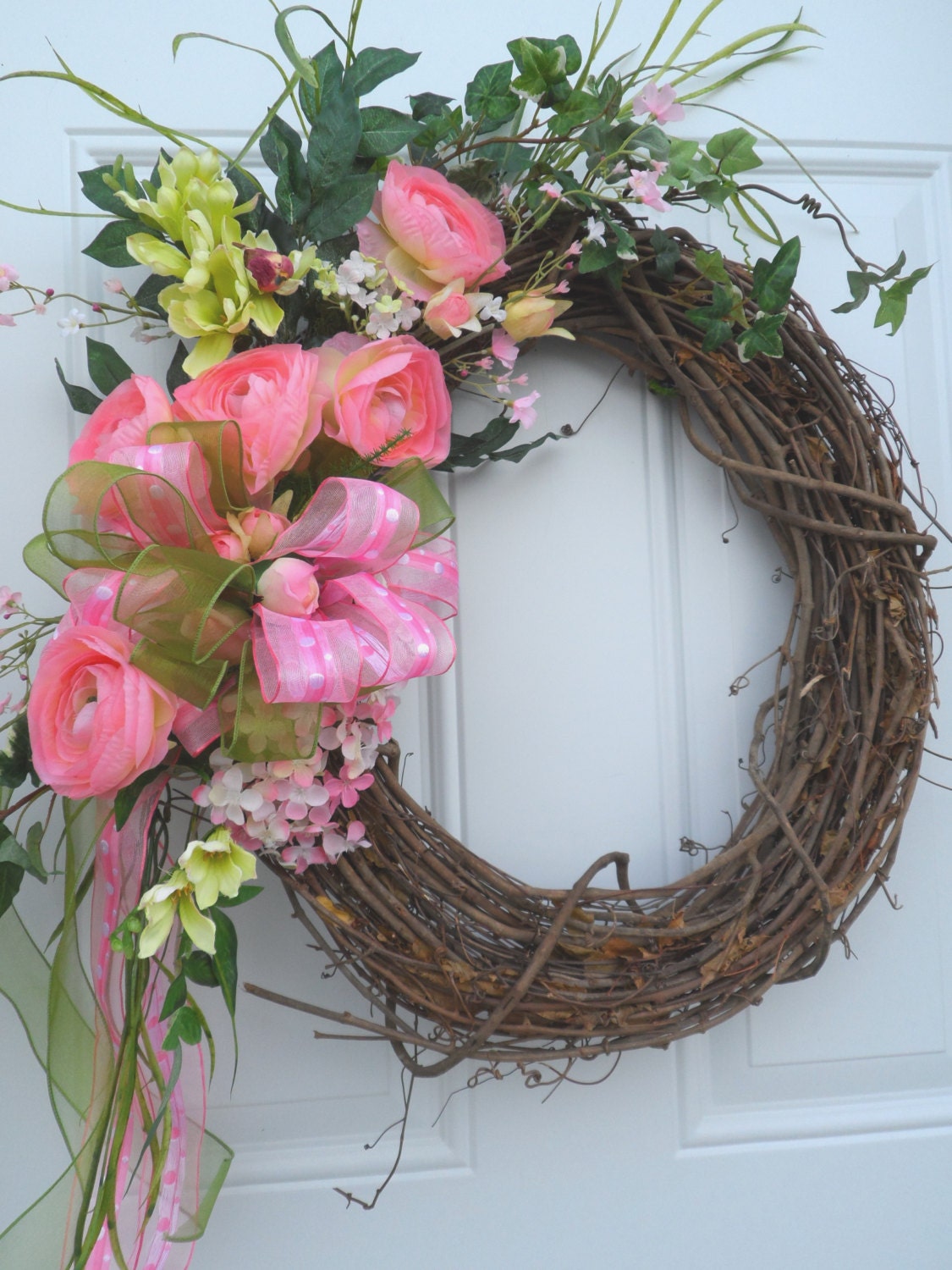 ON SALE NOW  Reg. 89 Oval Pink Ranunculus Spring Summer Wreath