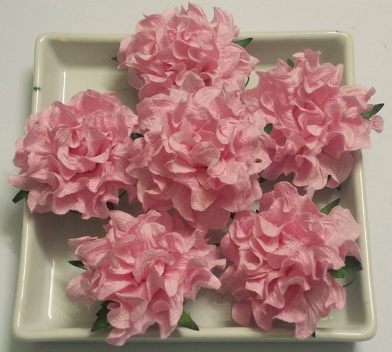 6 Pcs. (Size 3") Handmade Mulberry Paper Craft flower, Decoration, Wedding,  Roses, Soft Pink.