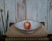 Shabby chic white milkglass bowl-vintage wedding decor-opaque milkglass with gold trim