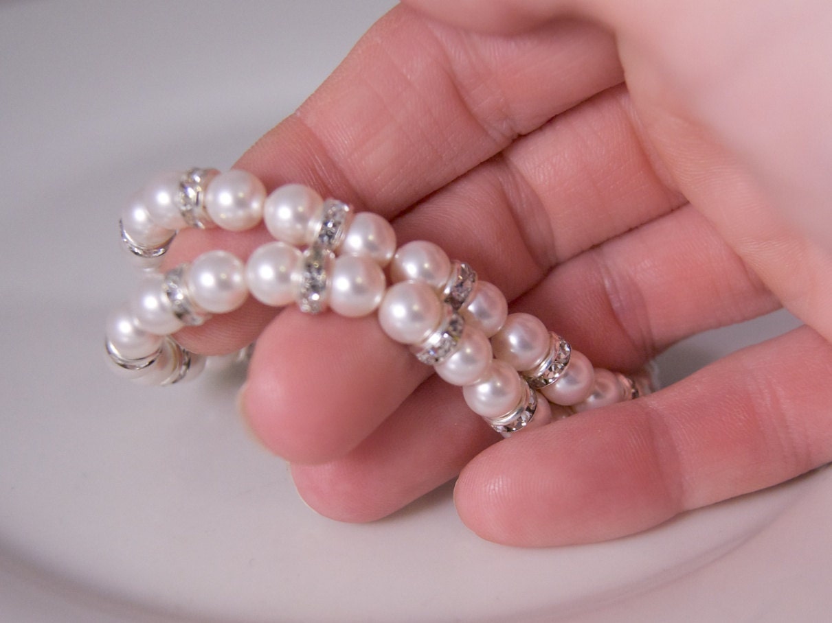 Bridal bracelet, Rhinestone Crystal Wedding Jewellery with Swarovski Pearls