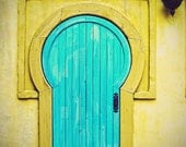 Travel photography collection doors doorway blue turquoise yellow vintage large wall art home decor 14x11 fine art photo